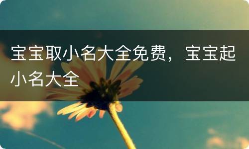 宝宝取小名大全免费，宝宝起小名大全