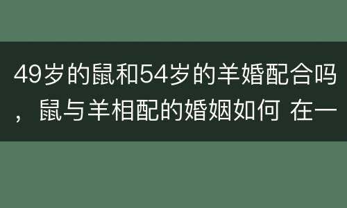 49岁的鼠和54岁的羊婚配合吗，鼠与羊相配的婚姻如何 在一起好吗
