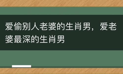 爱偷别人老婆的生肖男，爱老婆最深的生肖男