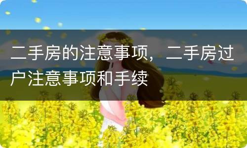 二手房的注意事项，二手房过户注意事项和手续
