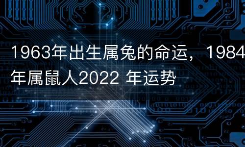 1963年出生属兔的命运，1984年属鼠人2022 年运势