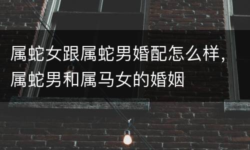 属蛇女跟属蛇男婚配怎么样，属蛇男和属马女的婚姻