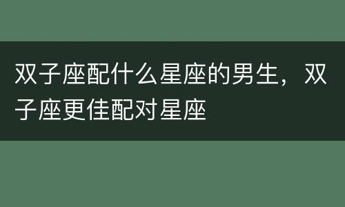 双子座配什么星座的男生，双子座更佳配对星座