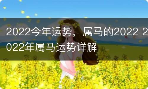 2022今年运势，属马的2022 2022年属马运势详解
