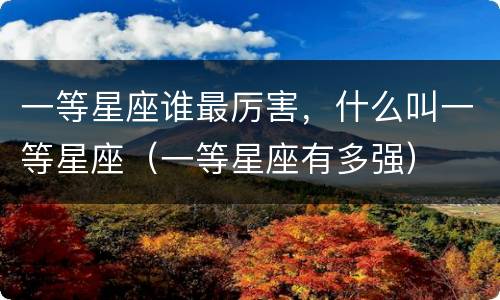 一等星座谁最厉害，什么叫一等星座（一等星座有多强）