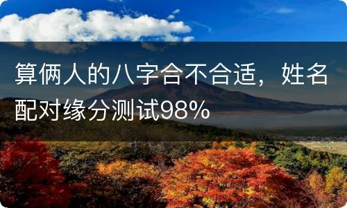 算俩人的八字合不合适，姓名配对缘分测试98%