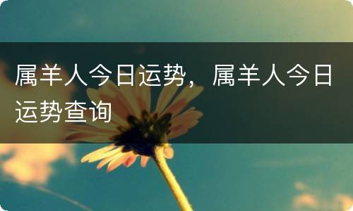 属羊人今日运势，属羊人今日运势查询
