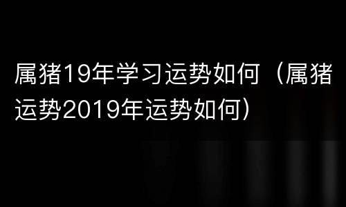 属猪19年学习运势如何（属猪运势2019年运势如何）