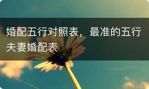 婚配五行对照表，最准的五行夫妻婚配表