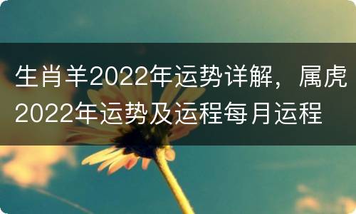 生肖羊2022年运势详解，属虎2022年运势及运程每月运程