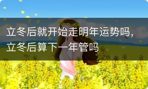 立冬后就开始走明年运势吗，立冬后算下一年管吗