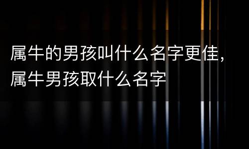 属牛的男孩叫什么名字更佳，属牛男孩取什么名字