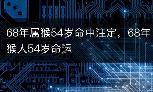 68年属猴54岁命中注定，68年猴人54岁命运