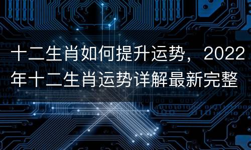 十二生肖如何提升运势，2022年十二生肖运势详解最新完整版
