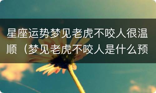 星座运势梦见老虎不咬人很温顺（梦见老虎不咬人是什么预兆）