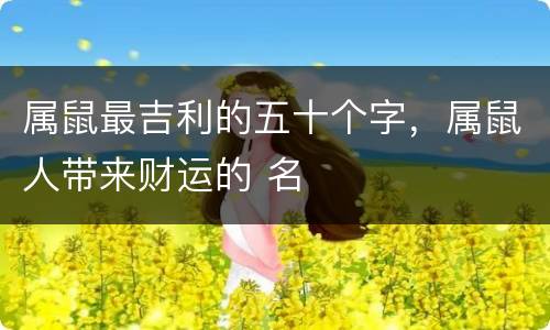 属鼠最吉利的五十个字，属鼠人带来财运的 名