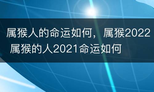 属猴人的命运如何，属猴2022 属猴的人2021命运如何