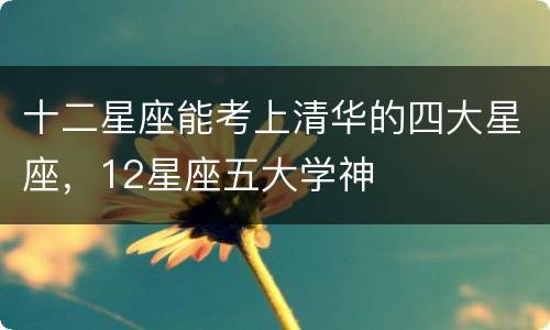 十二星座能考上清华的四大星座，12星座五大学神