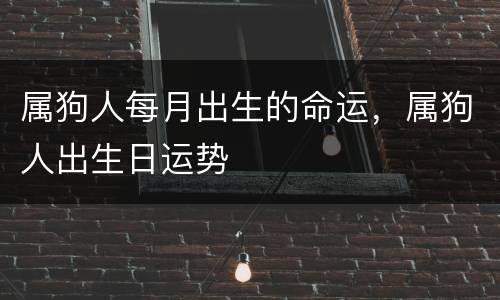 属狗人每月出生的命运，属狗人出生日运势