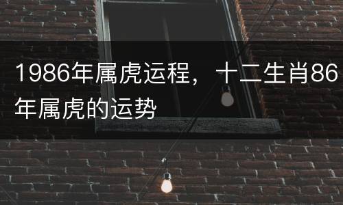 1986年属虎运程，十二生肖86年属虎的运势