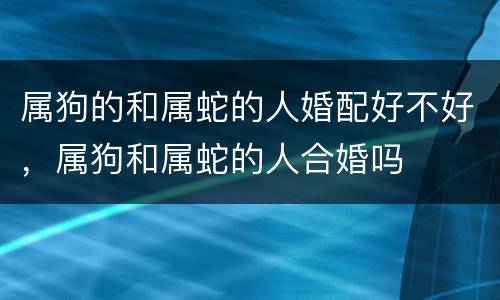 属狗的和属蛇的人婚配好不好，属狗和属蛇的人合婚吗