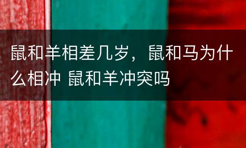 鼠和羊相差几岁，鼠和马为什么相冲 鼠和羊冲突吗