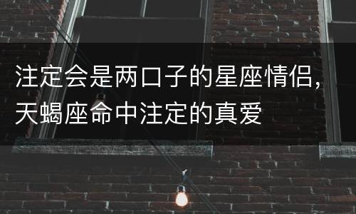 注定会是两口子的星座情侣，天蝎座命中注定的真爱