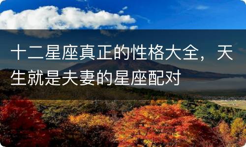 十二星座真正的性格大全，天生就是夫妻的星座配对