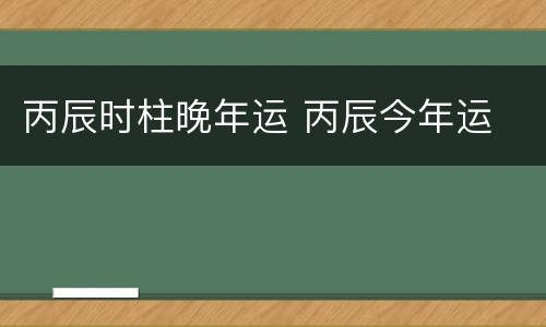 丙辰时柱晚年运 丙辰今年运