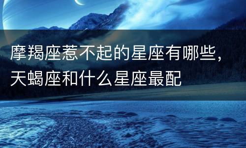 摩羯座惹不起的星座有哪些，天蝎座和什么星座最配