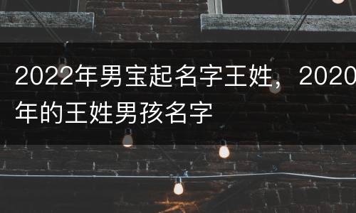 2022年男宝起名字王姓，2020年的王姓男孩名字