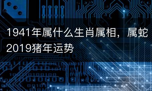 1941年属什么生肖属相，属蛇2019猪年运势