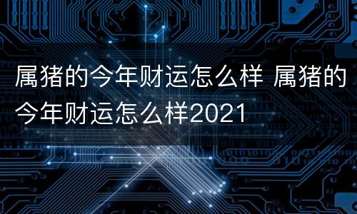属猪的今年财运怎么样 属猪的今年财运怎么样2021