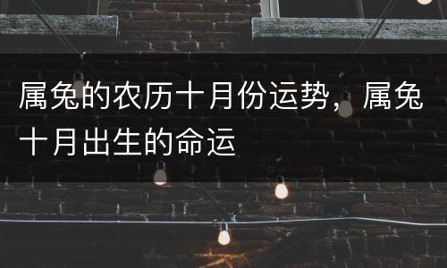 属兔的农历十月份运势，属兔十月出生的命运