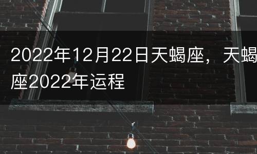 2022年12月22日天蝎座，天蝎座2022年运程
