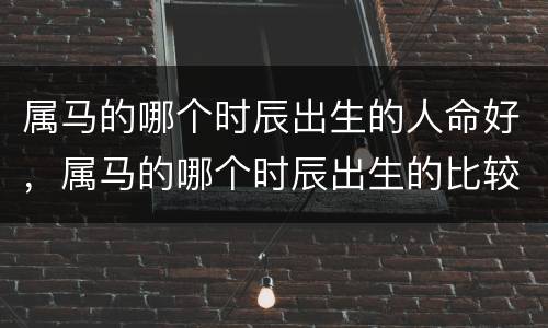 属马的哪个时辰出生的人命好，属马的哪个时辰出生的比较好