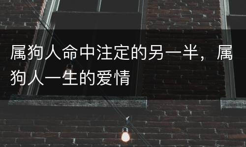 属狗人命中注定的另一半，属狗人一生的爱情