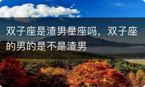 双子座是渣男星座吗，双子座的男的是不是渣男