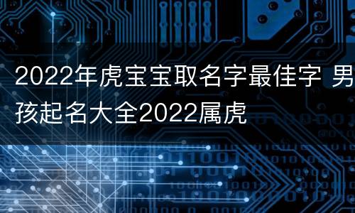 2022年虎宝宝取名字最佳字 男孩起名大全2022属虎