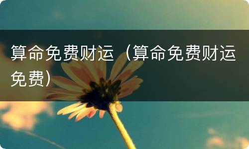 算命免费财运（算命免费财运免费）