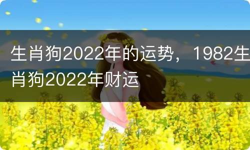 生肖狗2022年的运势，1982生肖狗2022年财运