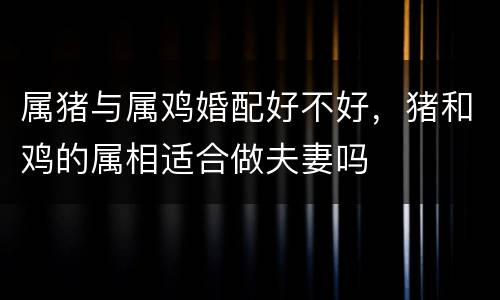属猪与属鸡婚配好不好，猪和鸡的属相适合做夫妻吗