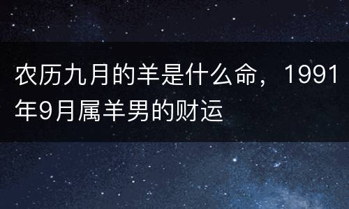 农历九月的羊是什么命，1991年9月属羊男的财运