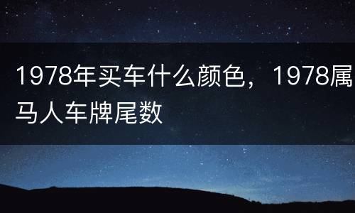 1978年买车什么颜色，1978属马人车牌尾数