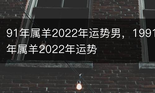 91年属羊2022年运势男，1991年属羊2022年运势