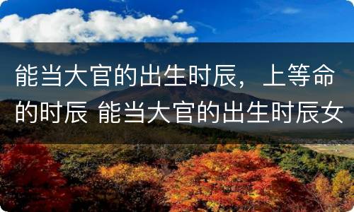 能当大官的出生时辰，上等命的时辰 能当大官的出生时辰女