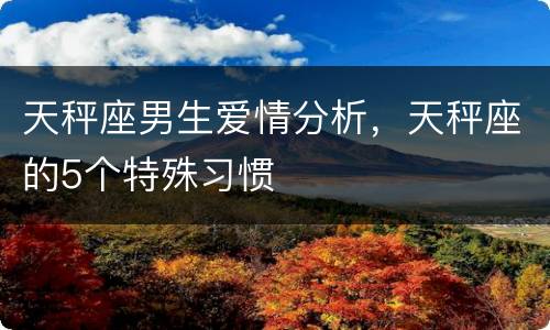 天秤座男生爱情分析，天秤座的5个特殊习惯
