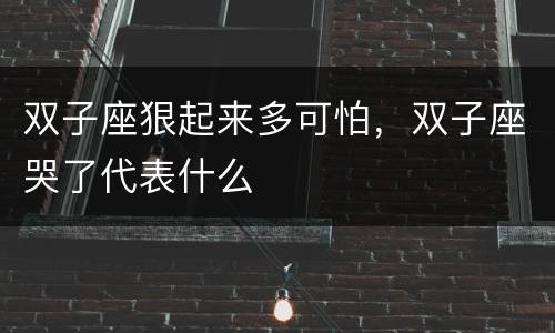 双子座狠起来多可怕，双子座哭了代表什么
