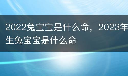 2022兔宝宝是什么命，2023年生兔宝宝是什么命
