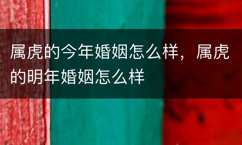 属虎的今年婚姻怎么样，属虎的明年婚姻怎么样